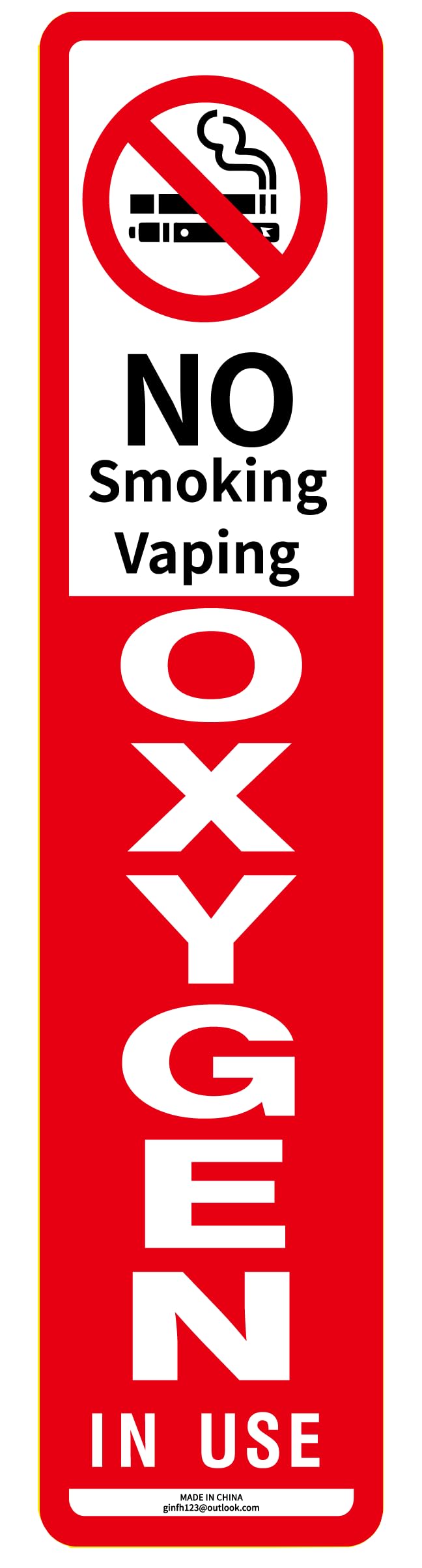 No Smoking Oxygen in Use Magnetic Vinyl Patient Care Sign 7.8" x 1.77x0.03"Strong Plastic Soft Magnetic Surface PVC Coating (30) 30