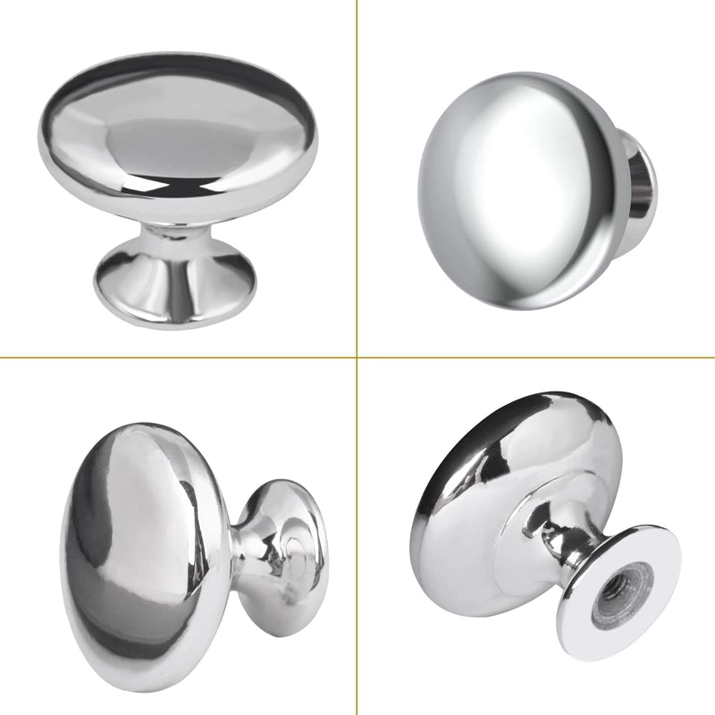 20x Polished Chrome Cabinet Hardware Round Mushroom Knob Drawer Handles 30mm/1.18" for Kitchen Cupboard Furniture Chest Door Dresser Bathroom (Silver) 20 Pack Silver