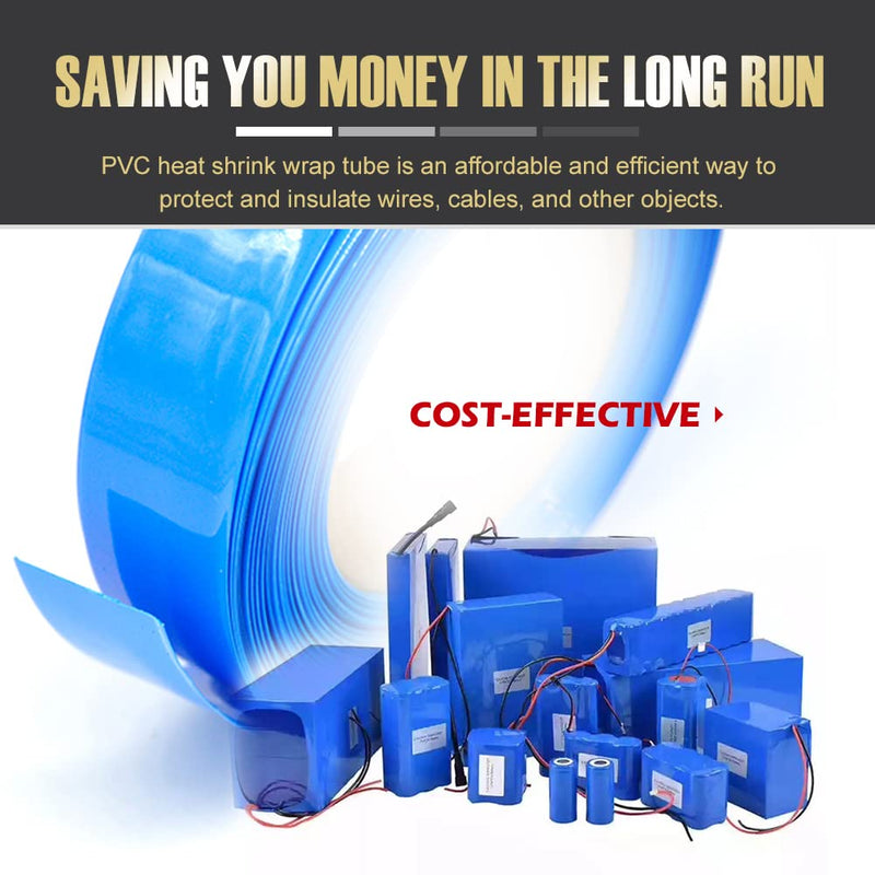 [Australia - AusPower] - Flat Width 7.9in(200mm) PVC Heat Shrink Wrap Tube for 18650 21700 Lithium Battery DIY Battery Packs Blue Length 9.9ft (3m) 3M(9.9ft) Length 200mm(7.9in) Flat Width 