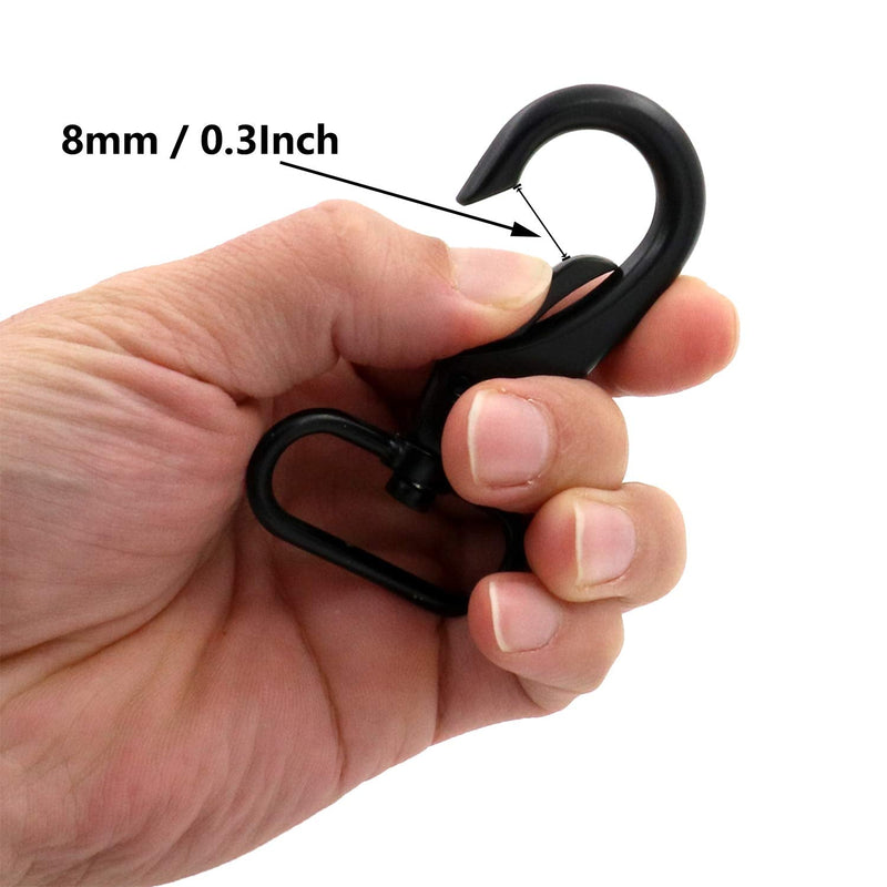 [Australia - AusPower] - BIKICOCO 1-1/2'' Swivel Bolt Snap Hook Lobster Claw Clasp Trigger Spring Loaded Clip, Oval-Ring Ended, Black - Pack of 6 1-1/2 inch Black x 6 Pcs 