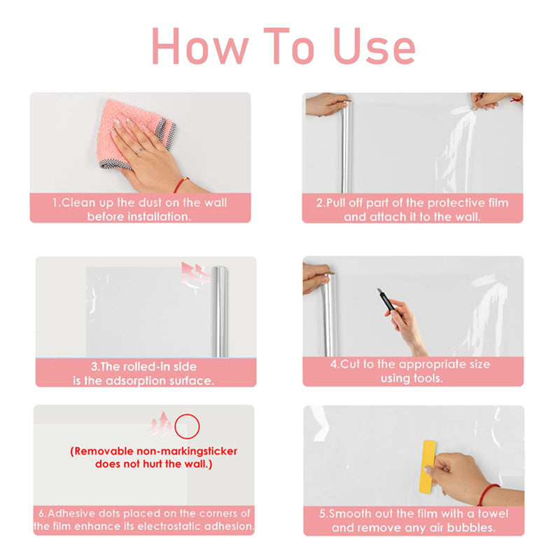 Electrostatic Wall Protective Film 15.7x393 Inches, Clear Static Cling Wall Protector No Glue Removable, Oil Proof Waterproof Kitchen Backsplash Cover, for Furniture Doors from Pets Scratches 15.7in*32.8ft