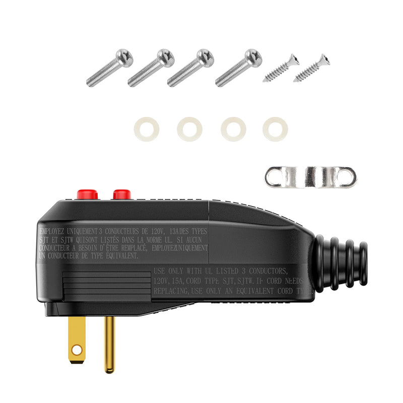 [Australia - AusPower] - GFCI Replacement Plug Assembly Auto Reset 15 Amp 3 Prongs, 5 Years Warranty, Waterproof, Ground Fault Circuit Interrupter Safety Plug for Pressure Washer, Hot Tub, Air Conditioner, Hair Dryer Black 15Amp 3Prongs 