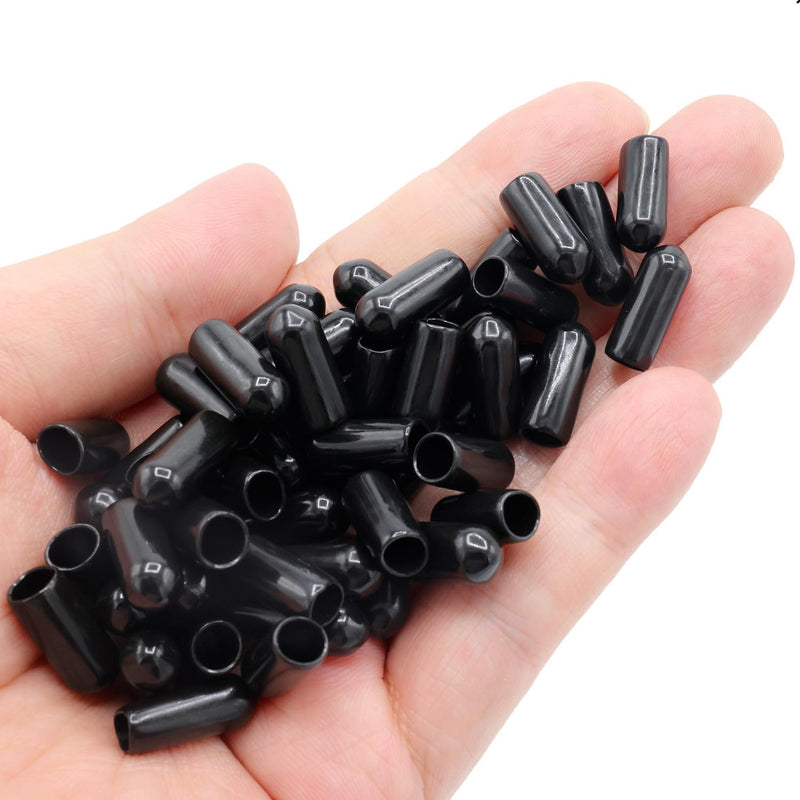 [Australia - AusPower] - 50pcs Screw Thread Protectors 3/16 inch ID Rubber Round End Cap Cover Flexible Tube Caps Tubing Tip, 15 mm Long (Black?Inner Dia 5mm) 50Pcs 5mm 