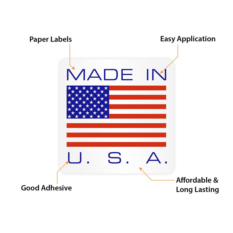 SmartSign (1000/Pack) Made in U.S.A Labels with Flag in Dispenser Box, 2 x 2 inch, Semi-Gloss Paper Stickers with Permanent Adhesive - for Shipping/Packaging/Transportation, Red/Blue/White, USA-Made