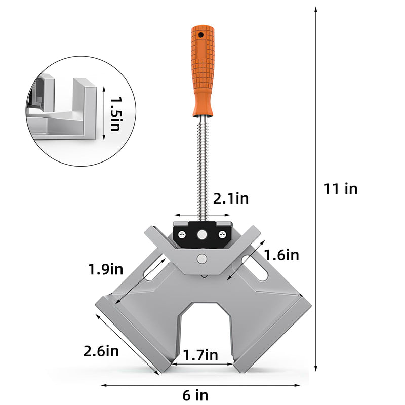 [Australia - AusPower] - Corner Clamp, 2pcs 90 Degree Right Angle Clamp with Adjustable Aluminum Alloy Swing Jaw, Single Handle Clamps for Woodworking Tools Photo Framing, Present for Men Dad 11.1 Inch Small 11inch-2pack 