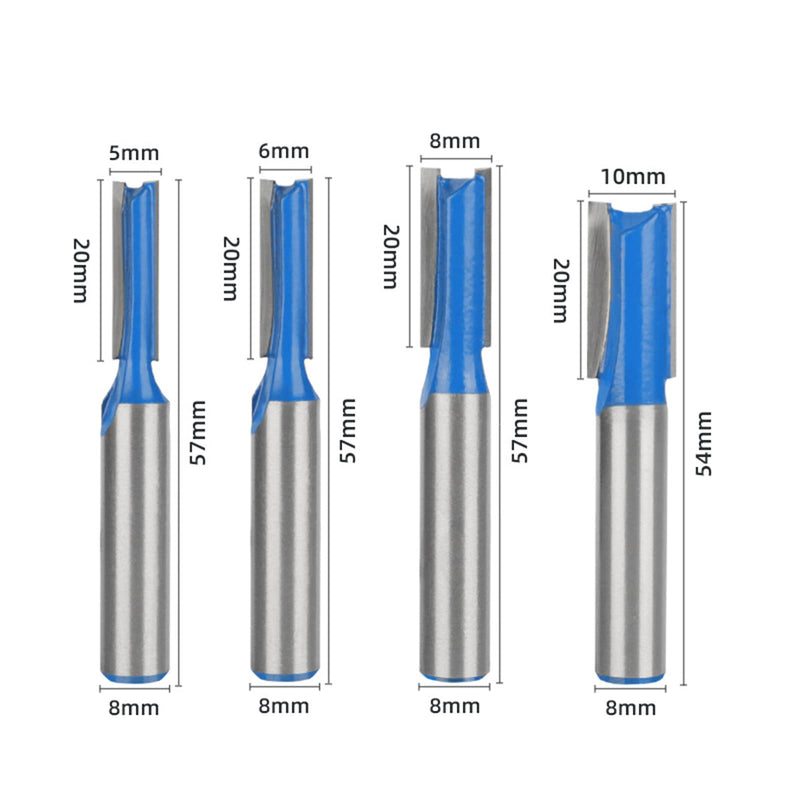 [Australia - AusPower] - BIGP 8 Pieces 8 mm Shank Groove Cutter, 5 mm 6 mm 8 mm 10 mm 12 mm 14 mm 18 mm 20 mm Straight Milling Cutter Bits for Woodworking, Groove Chisel Bits 