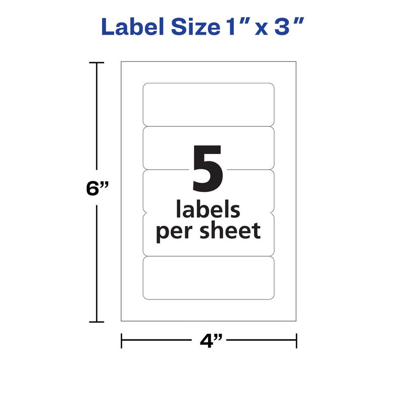 Avery Multi-Use Removable Labels, 1" x 3", Print or Write ID Labels, White, 250 Total (05436) 1" x 3" 250 labels