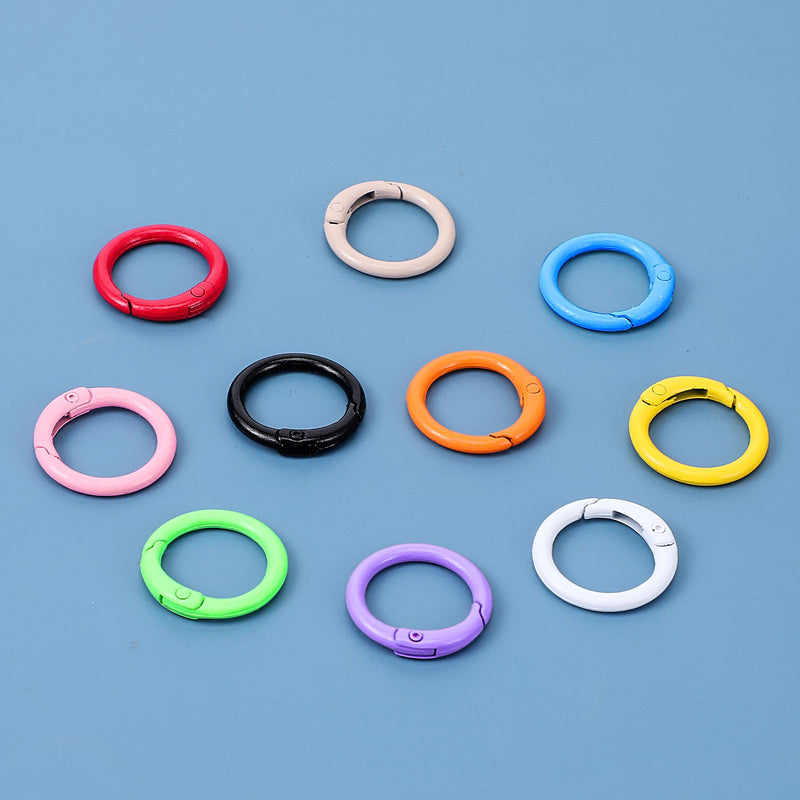 [Australia - AusPower] - 40 Pcs 10 Colors Round Spring O Rings, Metal Trigger Snap Clip Keyring Buckle Hooks O Rings Buckles Round Keychain Clip Trigger Spring Snap Clips for Keychains DIY Accessories 