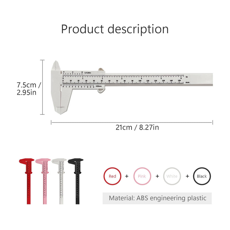 [Australia - AusPower] - Set of 4 Digital Callipers, 150 mm Precision Calliper, Digital 0.01 mm, Plastic Caliper, Analogue Accuracy Thrust Gauge, Small for Household, Office, Students, Buttons, Jewellery Measurement 