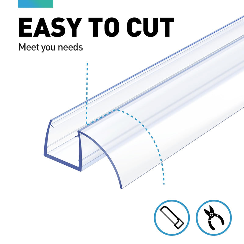 Sliding Shower Door Bottom Seal, 2 PCS 3/8" x 36" Polycarbonate Sliding Door Sweep for 3/8Inch Glass, Frameless Glass Shower Door Seal Strip Stop Leaks and Create a Water Barrier For 3/8" Glass