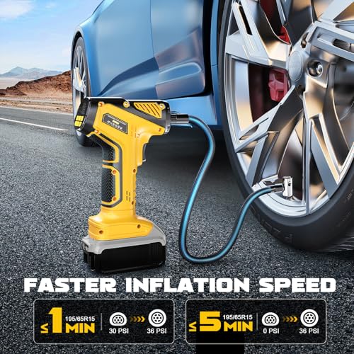 Ecarke 150 PSI Cordless Tyre Inflator Compatible with Dewalt 20V Battery Yellow
