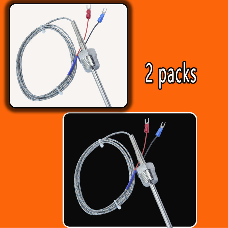 [Australia - AusPower] - K-Type thermocouple Probe NPT 1/2 inch 0.24 inch × 4 inches 304 Stainless Steel Pipe Thread MT-205-1/2 Cable 59 inches 