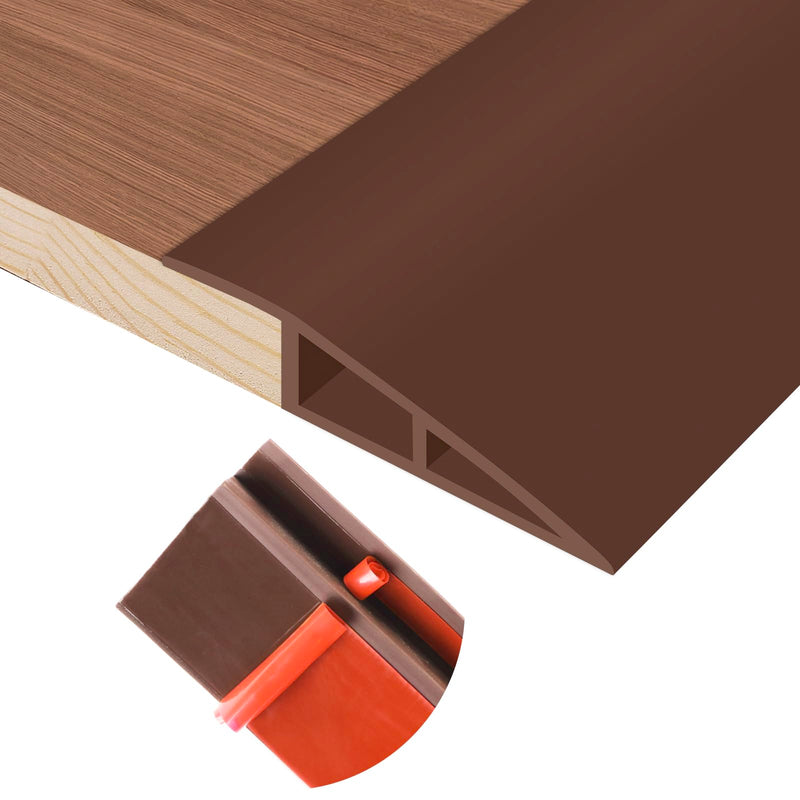 Floor Transition Strip Self Adhesive Vinyl Door Threshold for Doorways Carpet Edging Trim Overlap Edge Reducer for Laminate Floor, Carpet, Tile (Brown, 2/5" to 3/5", 6.6Ft) Brown