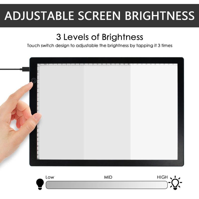 [Australia - AusPower] - DGODRT Slide Viewer Light Box for Scan Old Slide Negative Film Scanning, A4 Ultra-Thin Light Box Scanner with 3 Adjustable Brightness, USB Powered 