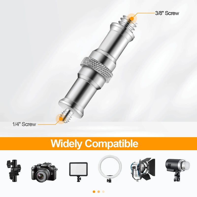 [Australia - AusPower] - 3 Pieces Standard 1/4 to 3/8 inch Metal Male Convertor Threaded Screw Adapter Spigot Stud for Studio Light Stand, Hotshoe/Coldshoe Adapter, Ball Head, Wireless Flash Receiver, Trigger 