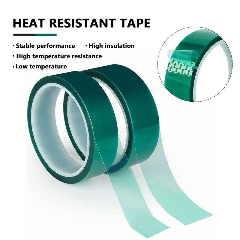 [Australia - AusPower] - Viaky 3 Rolls High Temperature Tapes-108ft*20mm Heat Heat Resistant Sublimation Polyimide Film Self Adhesive Transfer Protective Tape for Electronic Task (Green) Green 