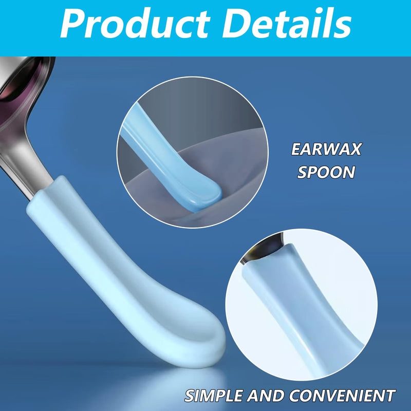 [Australia - AusPower] - Pack of 40 Silicone Ear Cleaner Replacement Tips for Earwax Removal for Ear Camera, Silicone Ear Cleaner Head Ear Spoon Replacement Heads Replacement Tips for Ear Camera Tips Accessories (Blue) 