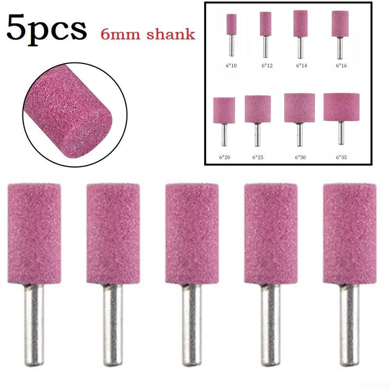[Australia - AusPower] - Efficient and Durable 6mm Shank Sharpening Stone Cylinder for Rotary Tool 5 Pack (6x20) 6x20 