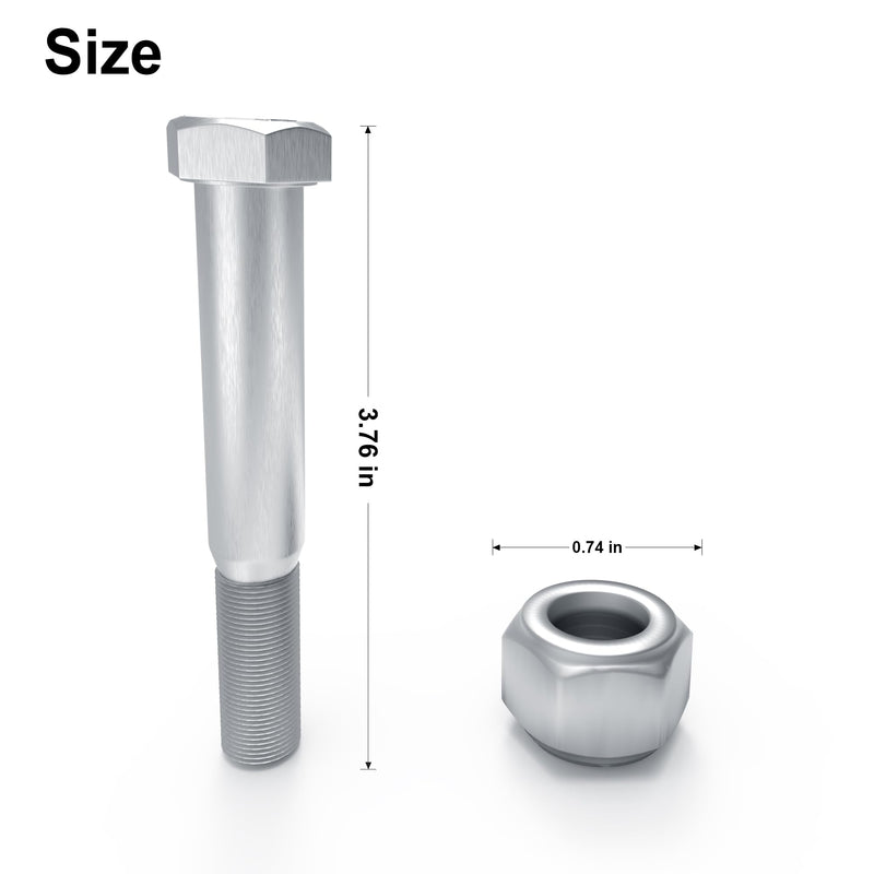 [Australia - AusPower] - Grade 2 Shear Bolts for Rotary Cutters 1/2" x 3-1/2" with Nylock Nuts - 5 Pack 