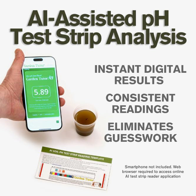 Garden Tutor Soil pH Test Kit – 100 Strips with AI-Powered Web Reader – Accurate Testing for Lawn, Garden & Compost – pH 3.5–9 1.9L x 1.9W x 4.3H