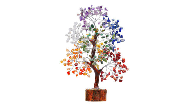 7 Chakra Tree, Crystals and Healing Stones, Chakra Tree of Life Crystal Tree for Positive Energy, Birthday Gifts for Women, Home Office Decor, House Warming Gifts New Home, Spiritual Gifts Seven Chakra Silver Wire