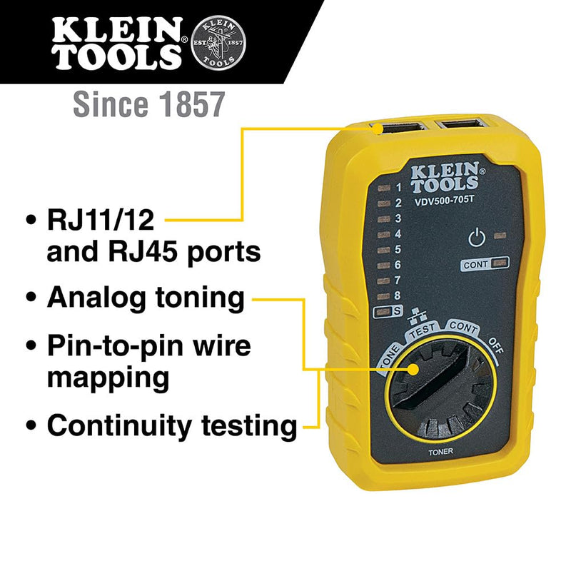 [Australia - AusPower] - Klein Tools VDV500-705 Wire Tracer Tone Generator and Probe Kit for Ethernet, Internet, Telephone, Speaker, Coax, Video, and Data Cables RJ45, RJ11, RJ12 DEVICE Tone & Probe Test and Trace Kit 