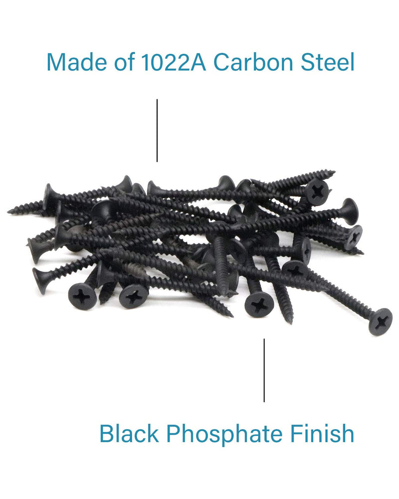 [Australia - AusPower] - 50pcs #8 x 1-1/2" Flat Head Phillips Drywall Screws Fine Thread Sharp Point Wood Screw, Carbon Steel 1022A, Black Phosphate #8 x 1-1/2" 50 