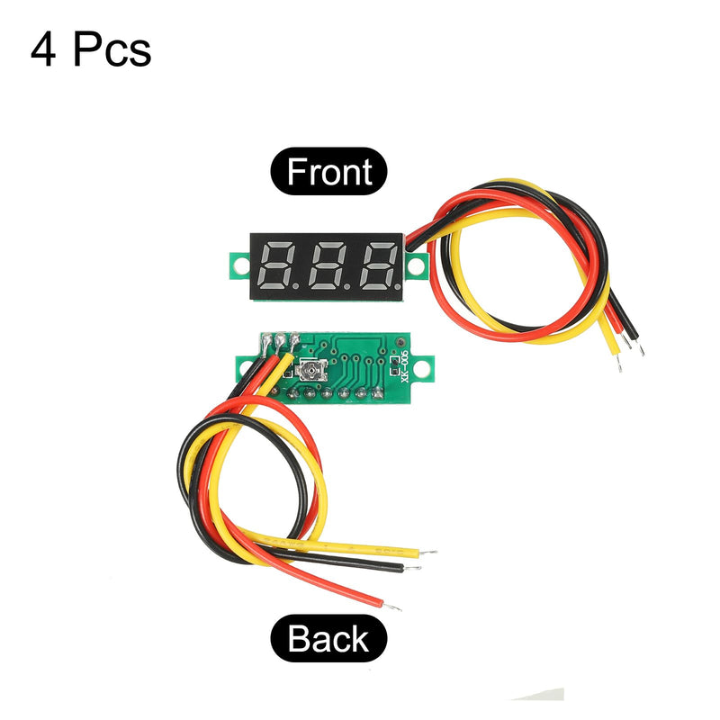 [Australia - AusPower] - MECCANIXITY Digital Voltage Meter 3-Wire DC4V-40V 0.28 Inch Mini Display Panel for Voltage Measurement of Cars/Battery Cars/Motorcycles Pack of 4 