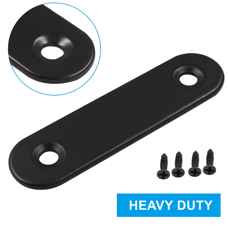 [Australia - AusPower] - 12Pcs 2 Inch Straight Bracket Stainless Steel Brace, Flat Mending Plate Fixing Bracket Connector with Screw for Cabinet Furniture Joining Plate, Black 12Pcs 2"-50mm 