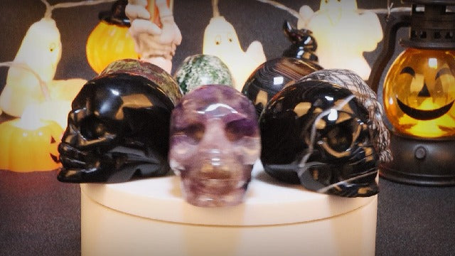 Artistone 2.0" Crystal Skull Statues,Hand Carved Human Skeleton Figurines Head Bone Art Sculpture Reiki Healing Stone Statue Personality Bar,Home,Office,Art Room Decoration(Amazonite) Amazonite