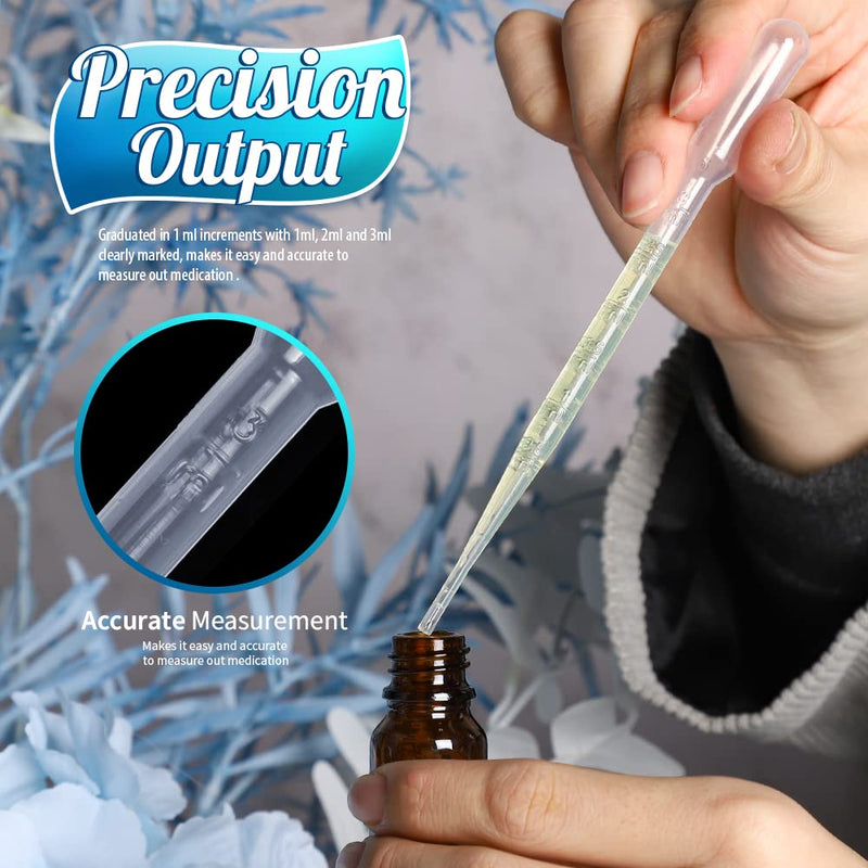 [Australia - AusPower] - Teenitor 3ML Pipettes, Plastic Dropper Essential Oil Transfer Pipettes Disposable Liquid Eye Dropper for Lab Science Multi- Purpose Makeup Tool, 15Pcs clear-1 15 