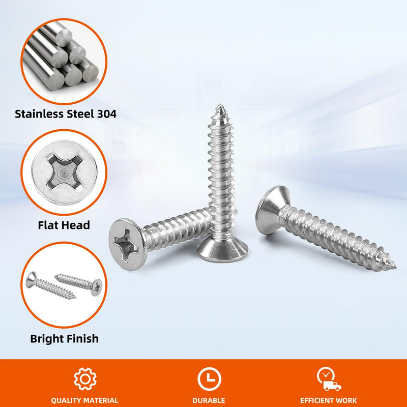 [Australia - AusPower] - #12 x 2-1/2" Flat Head Sheet Metal Screws Wood Screws, Self Tapping, Stainless Steel 18-8 (304), 25 PCS #12 x 2-1/2" 