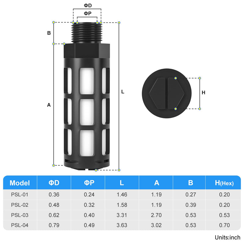 [Australia - AusPower] - TAILONZ PNEUMATIC 1/4 Inch NPT Pneumatic Plastic Muffler Solenoid Valve Muffler Element Air Compressor Exhaust Silencer Muffler Fitting (Pack of 5) 