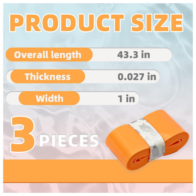 Tennis Racket Grip Tape 3 Pack, Racket Grips Soft Racquet Overgrips for Tennis, Pickleball and Badminton - Anti-Slip and Absorbent Tennis Grip Tape Set Orange