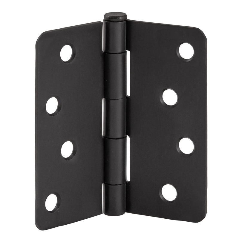 [Australia - AusPower] - Door Hinges for Interior Doors 3-Pack 4-inch x 4-inch, Design House 1/4-inch Radius Steel Door Hinge Door Hardware, Matte Black, 188946 