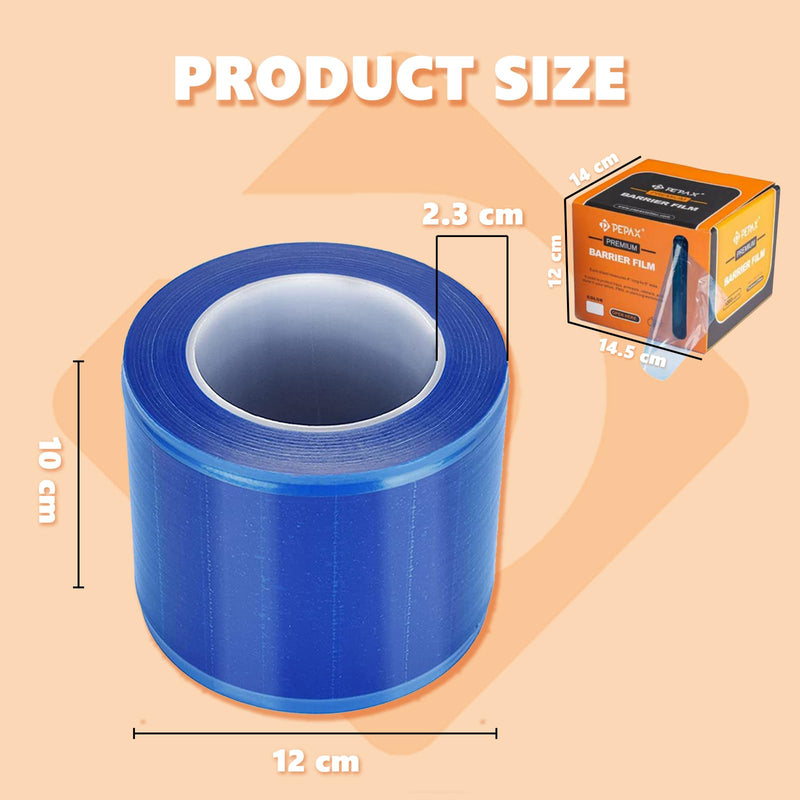 Premium barrier film - 1200 sheets 15.2 x 10.1 cm barrier film roll blue dental disposable to protect against infections