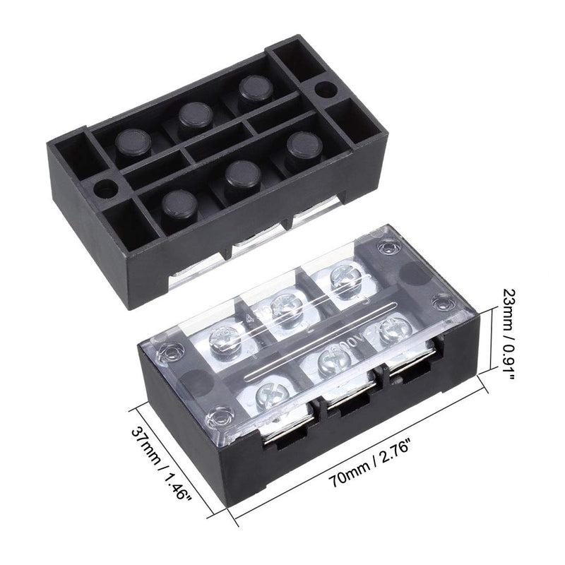 [Australia - AusPower] - uxcell Dual Rows 3 Positions 600V 45A Cable Barrier Block Terminal Strip TB-4503L 