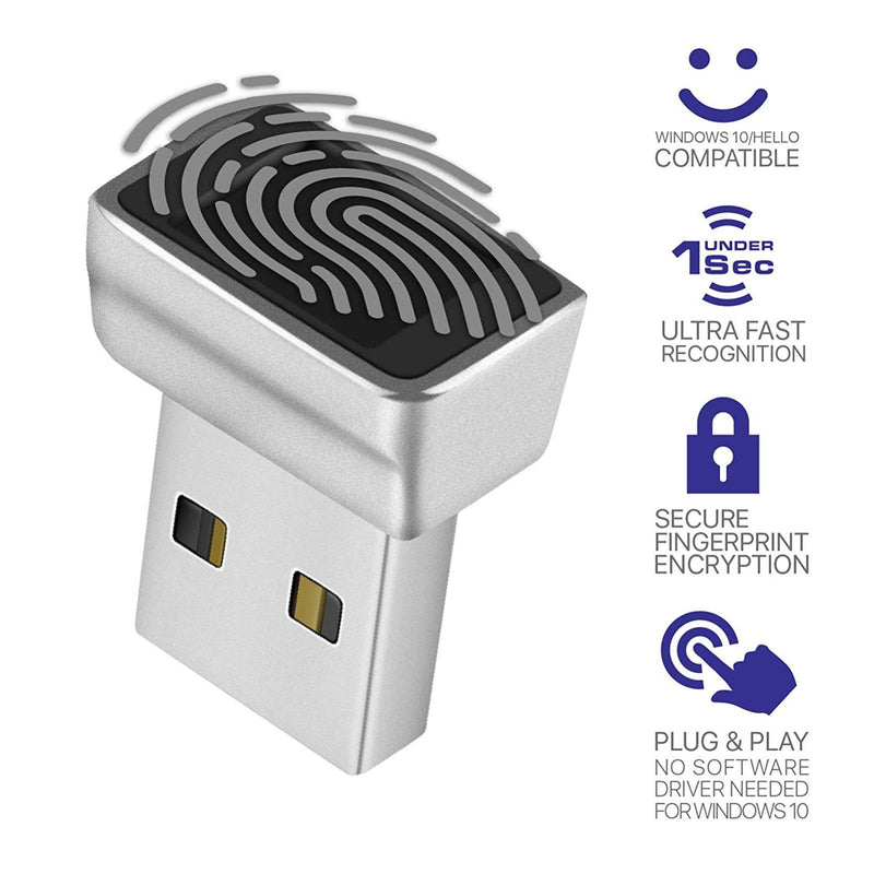 [Australia - AusPower] - Mini USB Fingerprint Reader for Windows 7 8 10 Fingerprint Scanner Scanner PC Dongle Fingerprint Sensor 360 Degree 0.5STouch Speedy Matching Biometric Portable USB Fingerprint Logger for PC Laptop Grey 