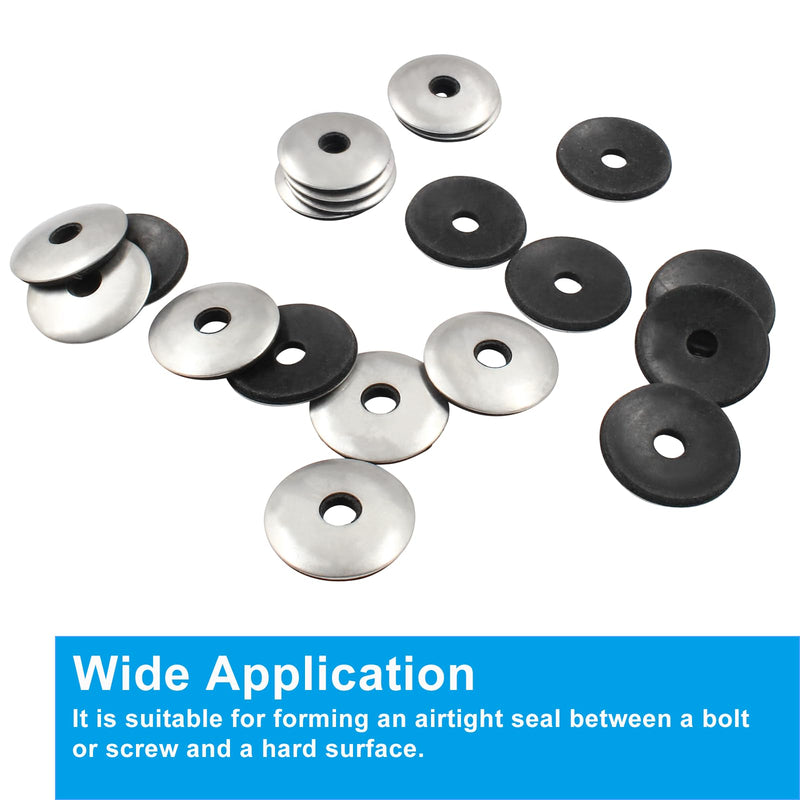 [Australia - AusPower] - 120 Pcs 1/4'' x 1" Neoprene Washers, Stainless Steel Neoprene EPDM Bonded Sealing Washers Rubber Washers Gasket Assortment Kit for Screws(M6.3 x 25mm) 120 1/4" x 1" 