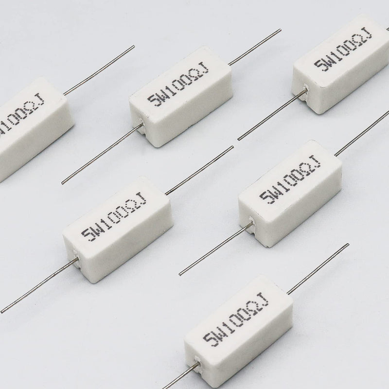 [Australia - AusPower] - Cement Resistor,10 PCS 5W 100 Ohm 5% Axial Lead Wire Resistor White Wound Fixed Ceramic Resistors Wirewound Power Flame Heat Moisture Resistance Precharge Horizontal 5W 100?J 