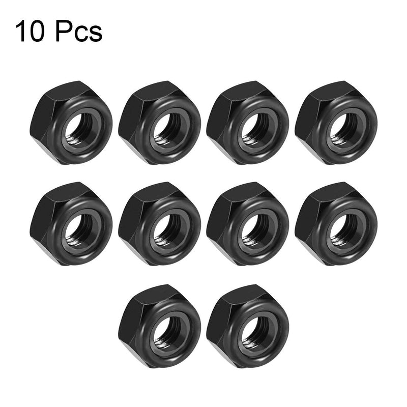 [Australia - AusPower] - uxcell Hex Lock Nuts - M10 x 1.5mm Carbon Steel Nylon Insert Self-Locking Nuts for Fasteners, 10Pcs Black 