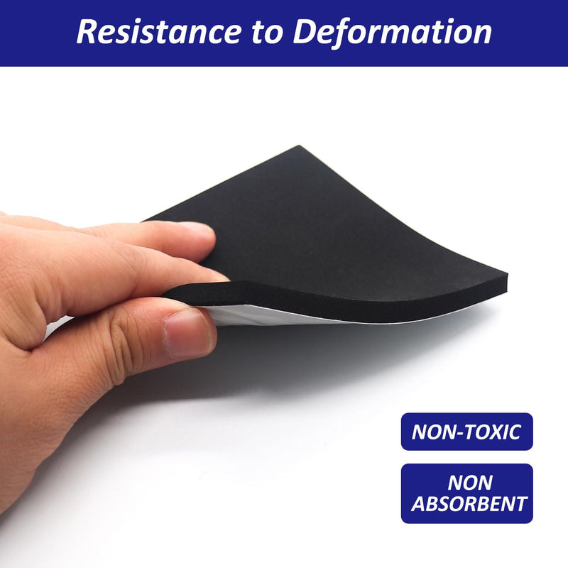 LANBEAUTIFY Foam Padding Sheets - 1/4" Thick Self Stick Neoprene Insulation Foam, 4" L x 4" W x 1/4" H, 8 Pack, Black 4in X 4in X 1/4in