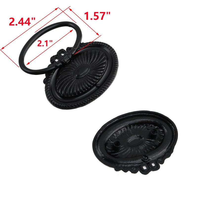 MY MIRONEY 8PCS Carved Cabinet Ring Pulls Black Ring Drawer Pulls Zinc Alloy Hardware Drop Ring Pulls Handles for Kitchen, Dresser, Closet, Cupboard Type L