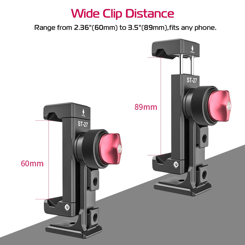 [Australia - AusPower] - PICTRON Metal Phone Tripod Mount 3 Cold Shoes & Arca Port, 360° Smartphone Tripod Adapter for iPhone Samsung Cell Phone Stand Holder for Desktop Tripod Video Live Streaming Vlogging Rig ST-27 