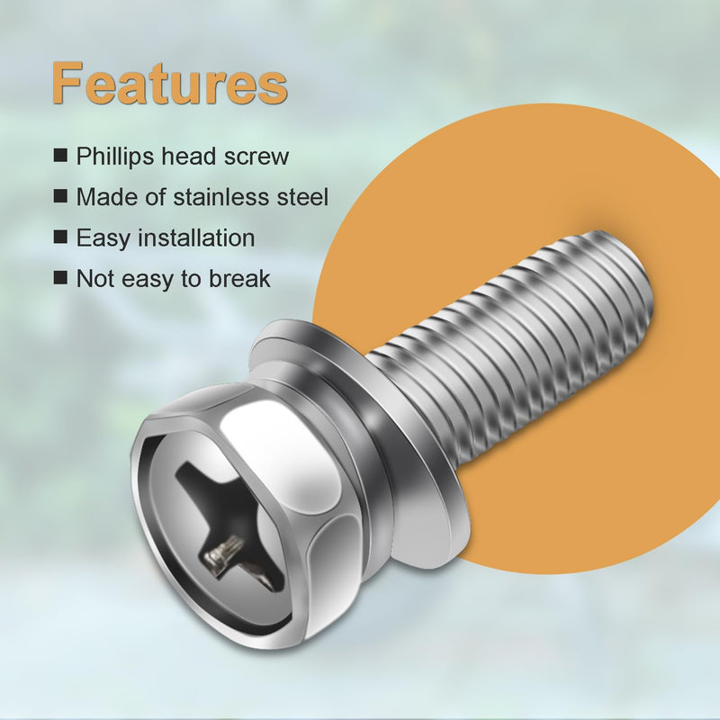 [Australia - AusPower] - 72PCS Battery Terminal Motorcycle Bolts and Nuts Kit M6*10/12/14/16/18/20mm 304 Stainless Steel Battery Bolt with Square Nut for ATV Bike, Motorcycle, Scooter 72pcs kit 