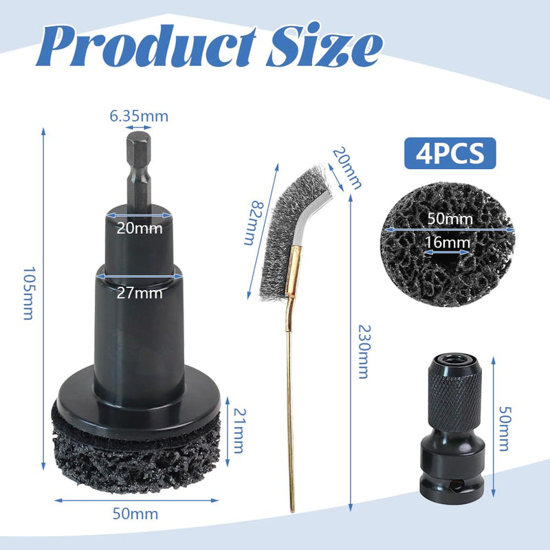Wheel Cleaning and Repair Kit, Includes 5 Sanding Discs, Quick Rust Removal for Wheel Bolts and Rotors, Hub Grinder for Quick Cleaning of the Wheel Hub for 1/2 Impact Wrenches, Drills