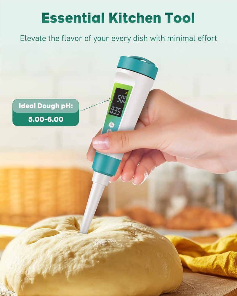 [Australia - AusPower] - Pawfly Digital pH Meter for Food High Accuracy pH Tester for Sourdough and Bread, Food pH Meter for Fermentation pH Test Pen for Fermenting, Sausage, Canning, Meat, Cheese and Water 