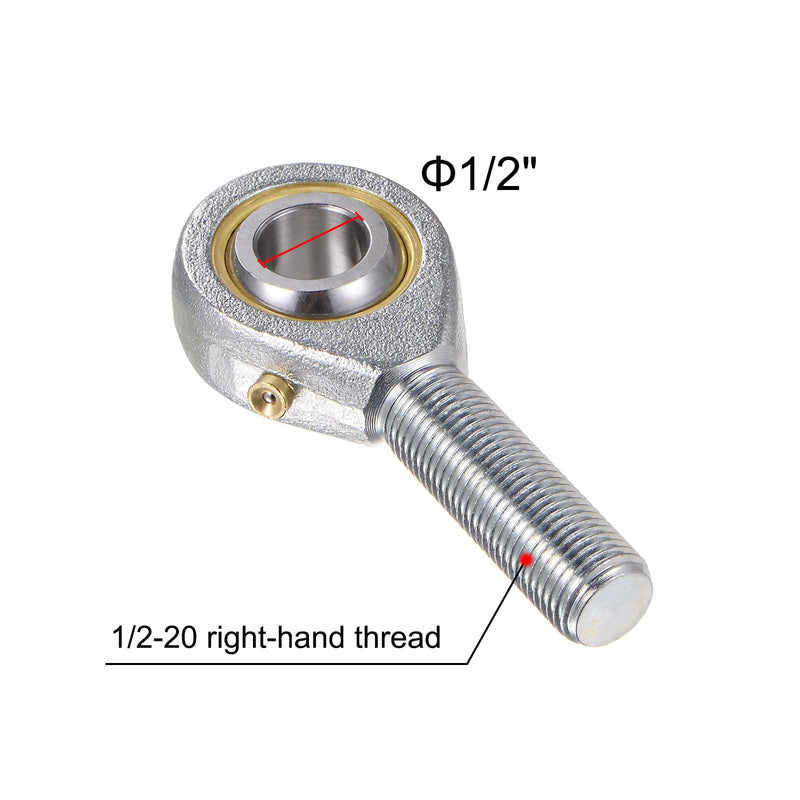 [Australia - AusPower] - uxcell 4pcs POSB8 Male Rod End Bearing 1/2 Inch Bore and 1/2-20 Right Hand Thread, Self-Lubricating Joint Rod Ends, Includes Jam Nuts 