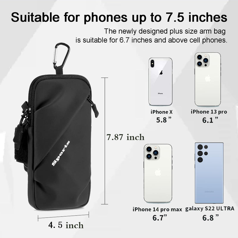 [Australia - AusPower] - Phone Holder Arm Bands, Small Crossbody Shoulder Holsters Bag with Arm Band, Fits iPhone and All Cell Phones, Use for Running, Walking, Hiking & Biking (Plus Size,Black) Black 