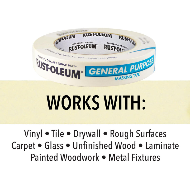 Rust-Oleum General Purpose Multi-Surface Adhesive Masking Tape, Adheres Securely and Removes Easily, 0.94" x 60yd, Single Roll Beige